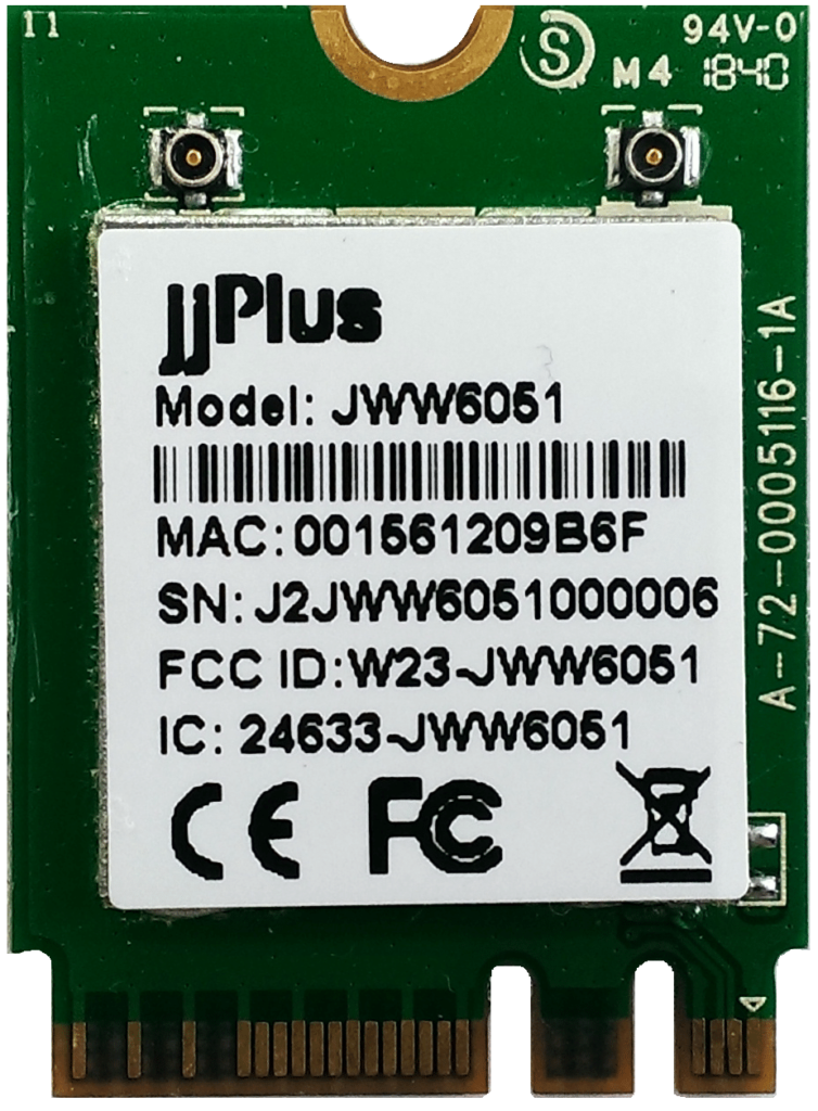 JWW6051 | 802.11ac/a/b/g/n MU-MIMO_2×2@2.4/5GHz_QCA6174A-5_PCIe 2.0-WiFi&USB-BT_M.2 2230_2x U.FL connector
