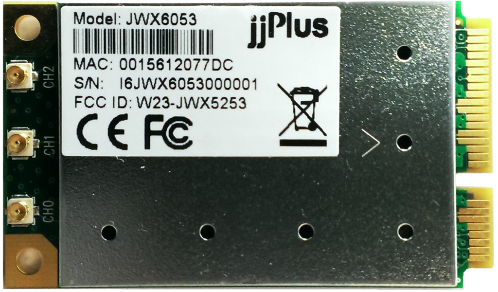 JWX6053 | 802.11ac/a/b/g/n_3×3@2.4/5GHz_QCA9880_PCIe 1.2_Mini PCIe_3 x U.FL Connector